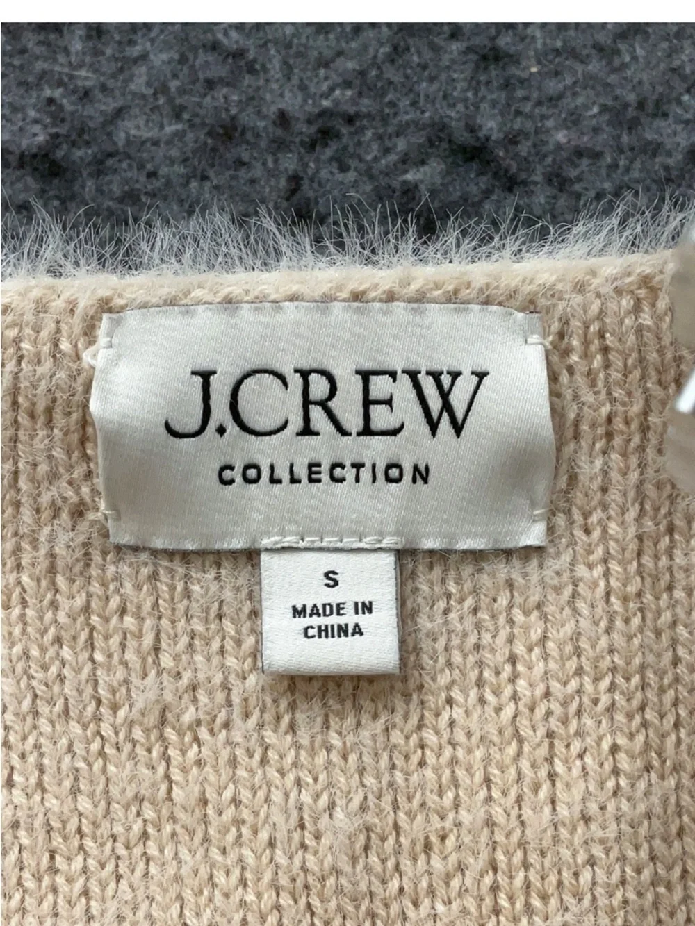 J.Crew Oversized Double Faced Wool Sweater Jacket Cardigan Cream Fur Sz S - Picture 4 of 7